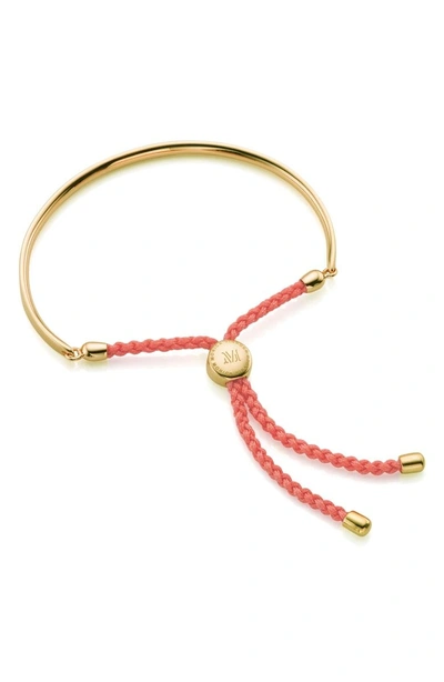 Shop Monica Vinader Engravable Fiji Friendship Bracelet In Gold/ Peach