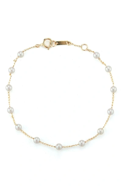 Shop Mizuki Genuine Pearl Station Bracelet In Yellow Gold/ Pearl