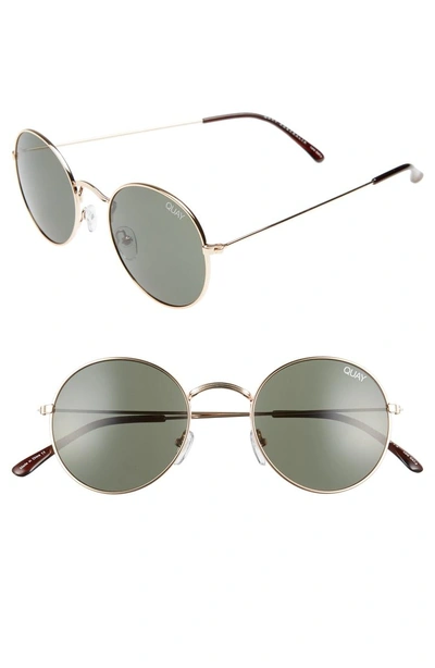 Shop Quay 50mm Mod Star Round Sunglasses - Gold/ Green