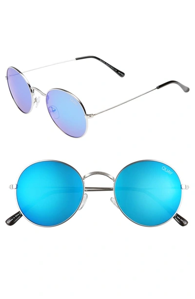 Shop Quay 50mm Mod Star Round Sunglasses - Silver/ Blue