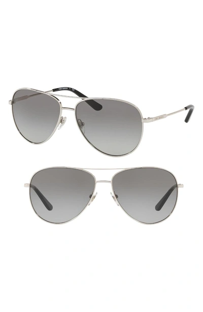 Shop Tory Burch 59mm Aviator Sunglasses - Silver