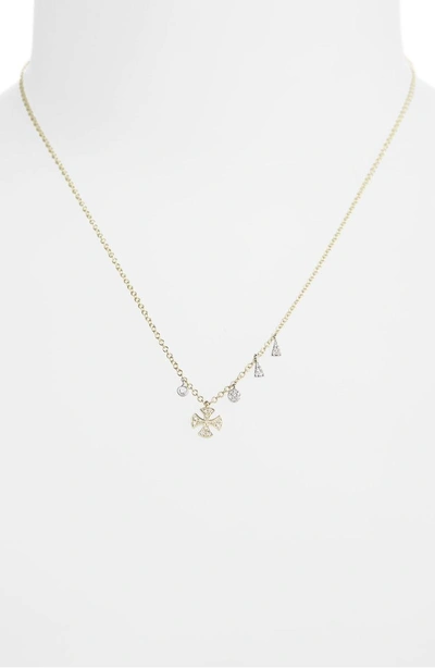 Shop Meira T Cross Charm Pendant Necklace In Yellow Gold/ White Gold