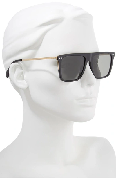 Shop Celine 54mm Polarized Flat Top Sunglasses In Black/ Gold/ Green Polarized