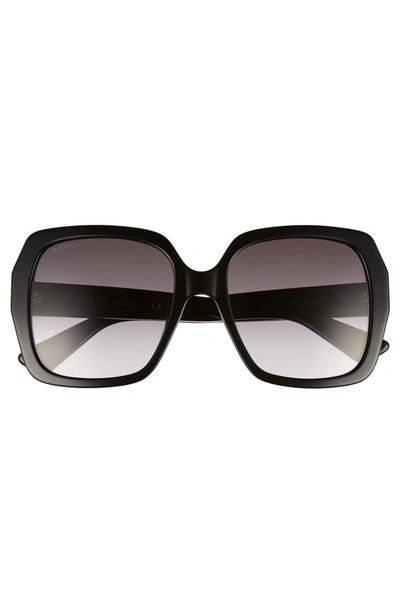 Shop Gucci 54mm Gradient Square Sunglasses - Black/ Grey
