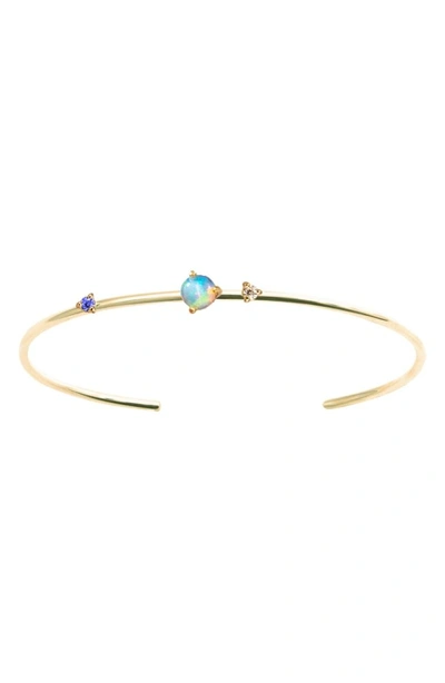 Shop Wwake Three Stone Opal, Diamond & Sapphire Cuff Bracelet In Gold