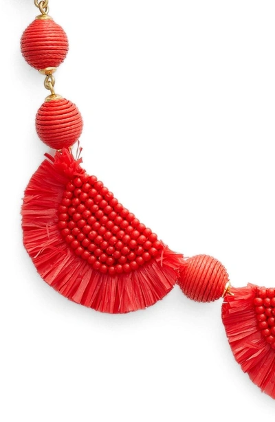 Shop Jcrew Bead & Raffia Necklace In Cerise