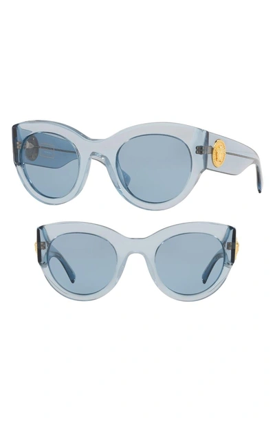 Shop Versace Tribute 51mm Cat Eye Sunglasses - Transparent Azure Solid