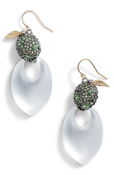 Shop Alexis Bittar Lime Lucite Earrings In Silver
