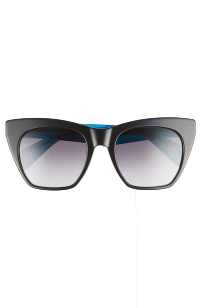 Shop Rag & Bone 52mm Cat Eye Sunglasses In Black/ Blue