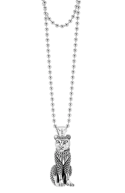Shop Lagos 'rare Wonders' Long Talisman Necklace In Silver/ Mountain Lion