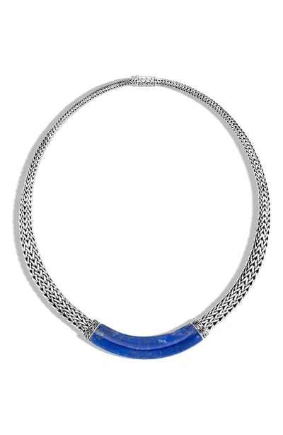Shop John Hardy Classic Chain Sterling Silver Lapis Lazuli Necklace In Silver/ Lapis Lazuli