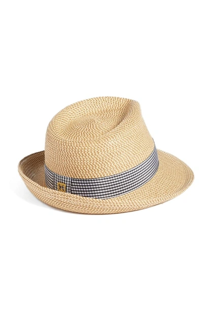Shop Eric Javits Classic Squishee Packable Fedora Sun Hat In Peanut/ Black Check