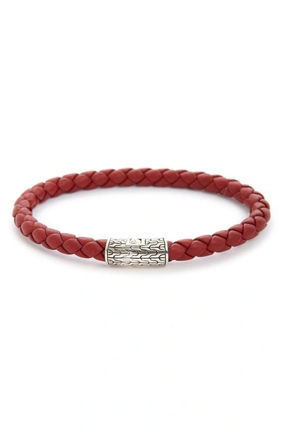 Shop John Hardy 'classic Chain' Woven Leather Bracelet In Red