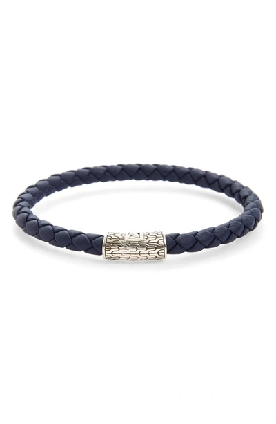 Shop John Hardy 'classic Chain' Woven Leather Bracelet In Blue