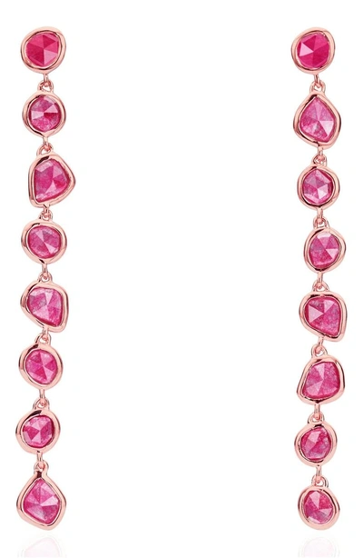 Shop Monica Vinader Siren Mini Nugget Earrings In Rose Gold/ Pink Quartz