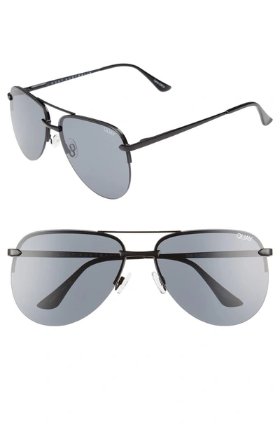 Shop Quay The Playa 64mm Aviator Sunglasses - Black/ Smoke