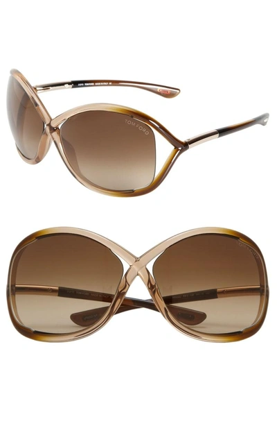 Shop Tom Ford 'whitney' 64mm Open Side Sunglasses In Rose/ Brown