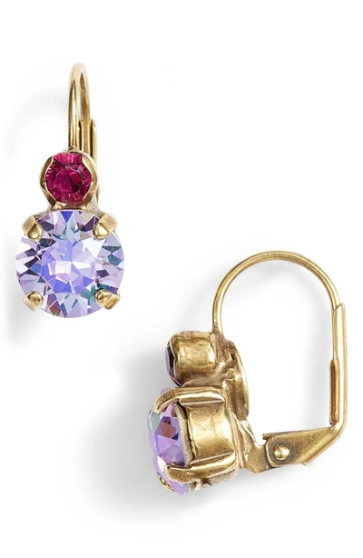 Shop Sorrelli Round Crystal Drop Earrings In Purple/ Gold