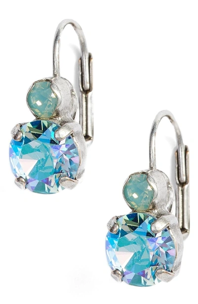Shop Sorrelli Round Crystal Drop Earrings In Iridescent Blue/ Silver