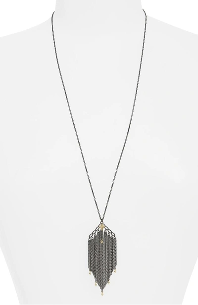 Shop Armenta Old World Crivelli Tassel Necklace In Black/ Champagne Diamonds