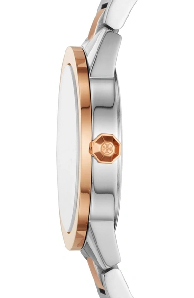 Shop Tory Burch Gigi Bracelet Watch, 36mm In Silver/ Cream/ Rose Gold