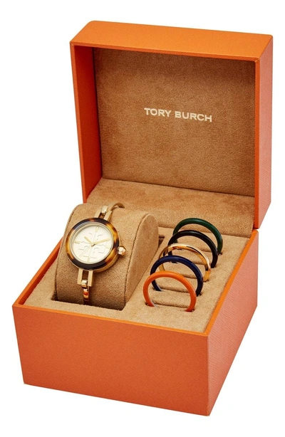 Shop Tory Burch Gigi Bangle Bracelet Watch Set, 28mm In Gold/ Ivory/ Tortoise