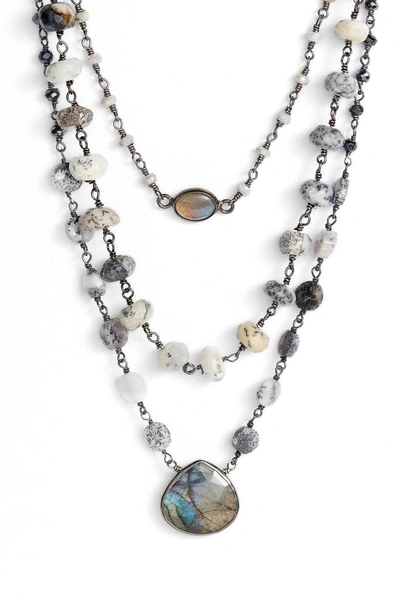 Shop Ela Rae Multistrand Necklace In Mystic White/ Labardorite