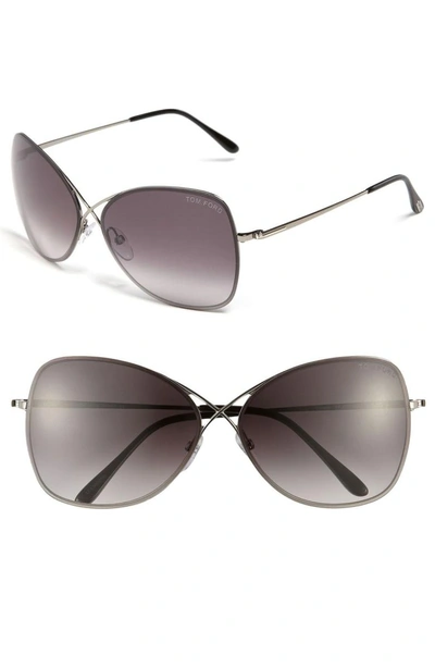Shop Tom Ford 'colette' 63mm Oversized Sunglasses - Shiny Gunmetal/ Grey Gradient