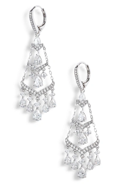 Shop Nadri Chandelier Earrings In Silver