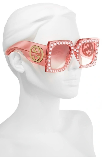 Shop Gucci 57mm Square Sunglasses In Pink/ Pink
