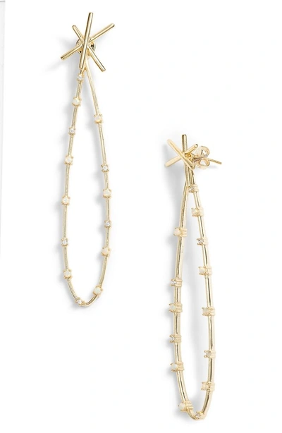 Shop Melinda Maria Rose Drop Opal Earring Jackets In White Opal/ Gold