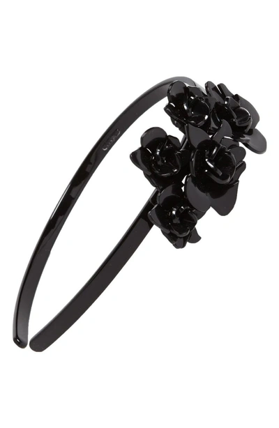 Shop L Erickson 'giverny Rose' Headband In Black/ Black