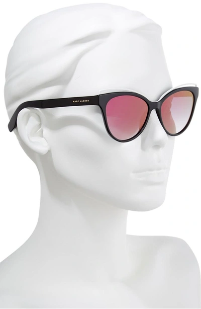 Shop Marc Jacobs 55mm Cat Eye Sunglasses In Black/ Pink