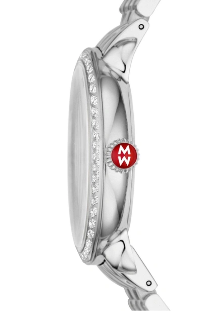 Shop Michele Serein Mid Diamond Watch Head, 36mm X 34mm In Silver/ Blush