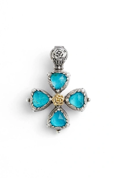 Shop Konstantino 'iliada' Cross Pendant In Blue/ Green