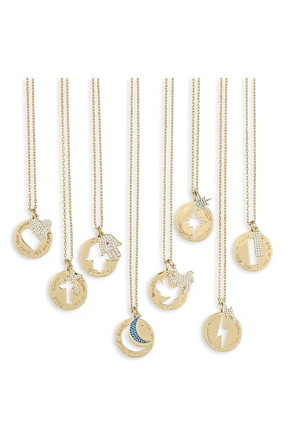 Shop Lulu Dk Cross Disc Pendant Necklace In Gold/ Clear