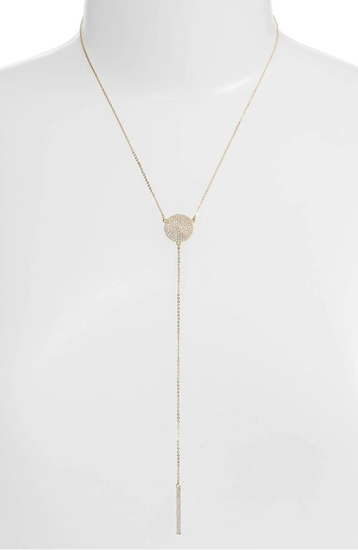 Shop Melinda Maria Sydney Baye Lariat Necklace In White Cz/ Gold