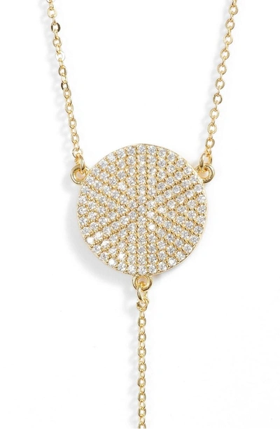 Shop Melinda Maria Sydney Baye Lariat Necklace In White Cz/ Gold