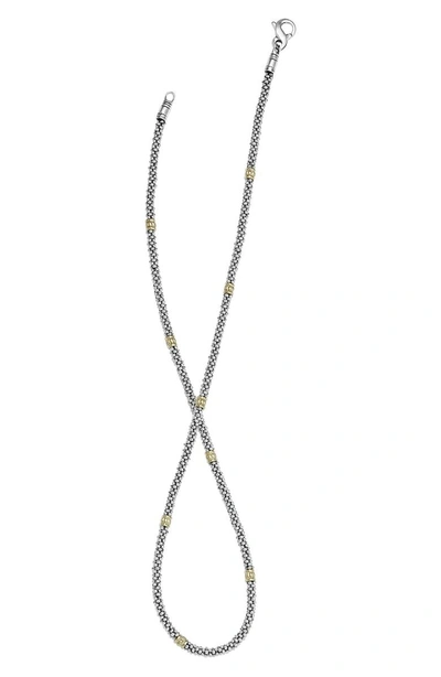 Shop Lagos Caviar Rope Necklace In Silver/gold