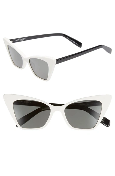 Shop Saint Laurent 51mm Cat Eye Sunglasses In Ivory