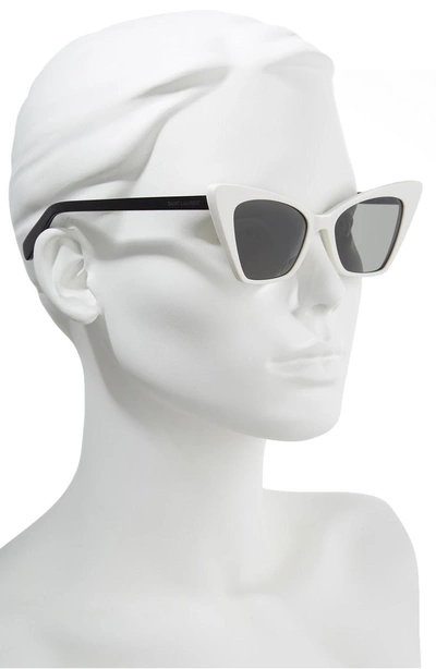 Shop Saint Laurent 51mm Cat Eye Sunglasses In Ivory