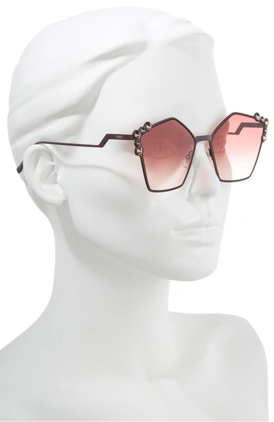 Shop Fendi 57mm Stud Geo Metal Sunglasses - Plum