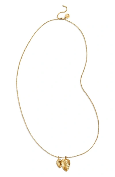 Shop Tory Burch Almond Charm Necklace In Brass