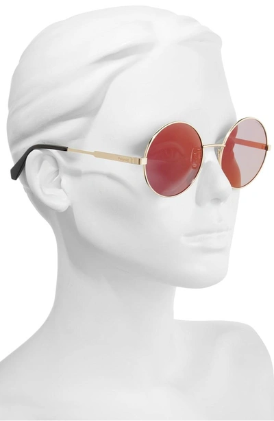 Shop Polaroid 55mm Polarized Round Sunglasses - Gold/ Brown Mirror