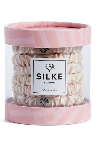 Shop Silke London Coco Silk Hair Ties In Champagne