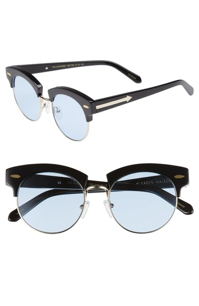 Shop Karen Walker The Constable 51mm Sunglasses - Black/ Blue