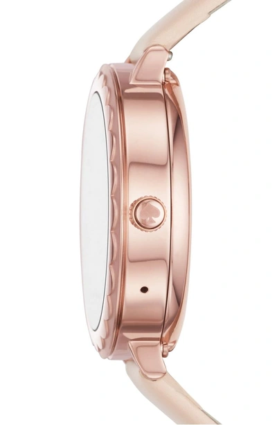 Shop Kate Spade Scallop Leather Strap Touchscreen Smart Watch, 42mm In Beige/ Pink