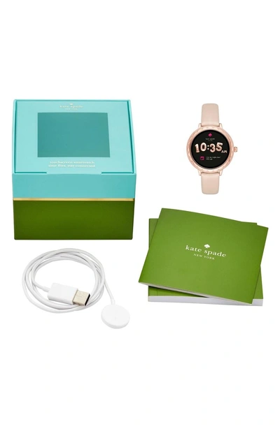 Shop Kate Spade Scallop Leather Strap Touchscreen Smart Watch, 42mm In Beige/ Pink