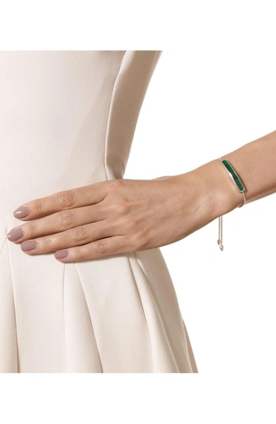 Shop Monica Vinader Engravable Baja Sterling Stone Bracelet In Green Onyx