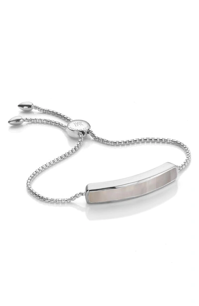 Shop Monica Vinader Engravable Baja Sterling Stone Bracelet In Grey Agate/ Silver